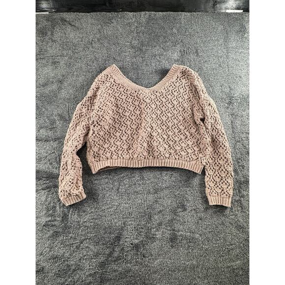 Artelier by Nicole Miller Women’s XL Mauve Open Knit Cropped Sweater - Picture 2 of 3